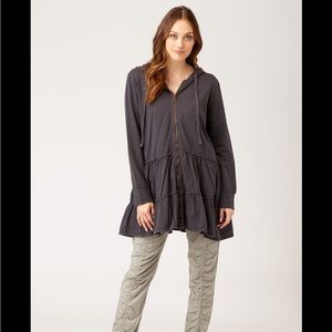 XCVI WEARABLES Brionna Zip Hoodie Dress Jacket, Navy